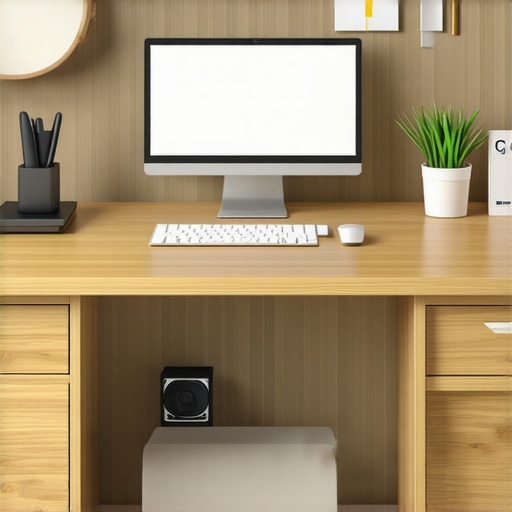 A well-organized ergonomic home office with desk storage and modern accessories