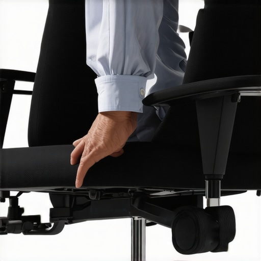 Person adjusting the height and lumbar support of an ergonomic office chair