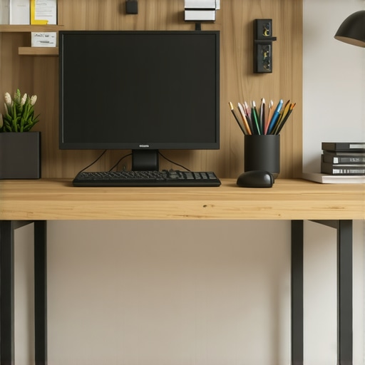 A tidy workspace featuring vertical organizers, categorized drawers, and items within easy reach.