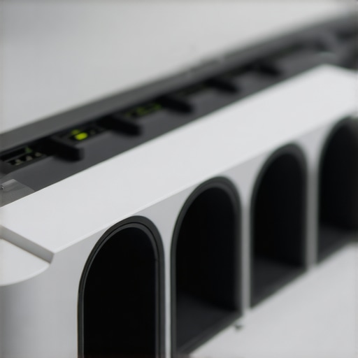 A clean and organized workspace with magnetic cable tunnels holding cables neatly along the desk edge